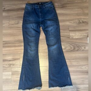 Dark Blue Denim Flared Denim Jeans
